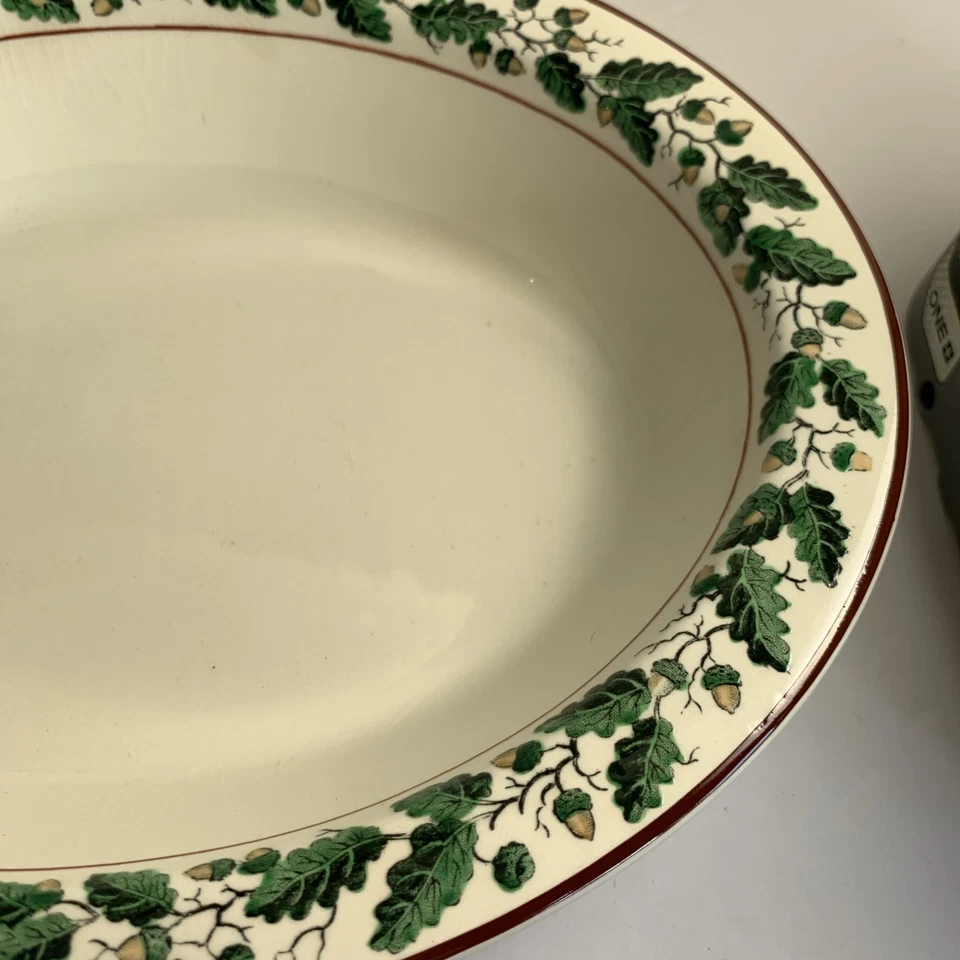 Vtg Rare Spode Holly Acorn Oval Serving Dish Christmas 1805 Pattern England 9.5” - Image 2 of 4