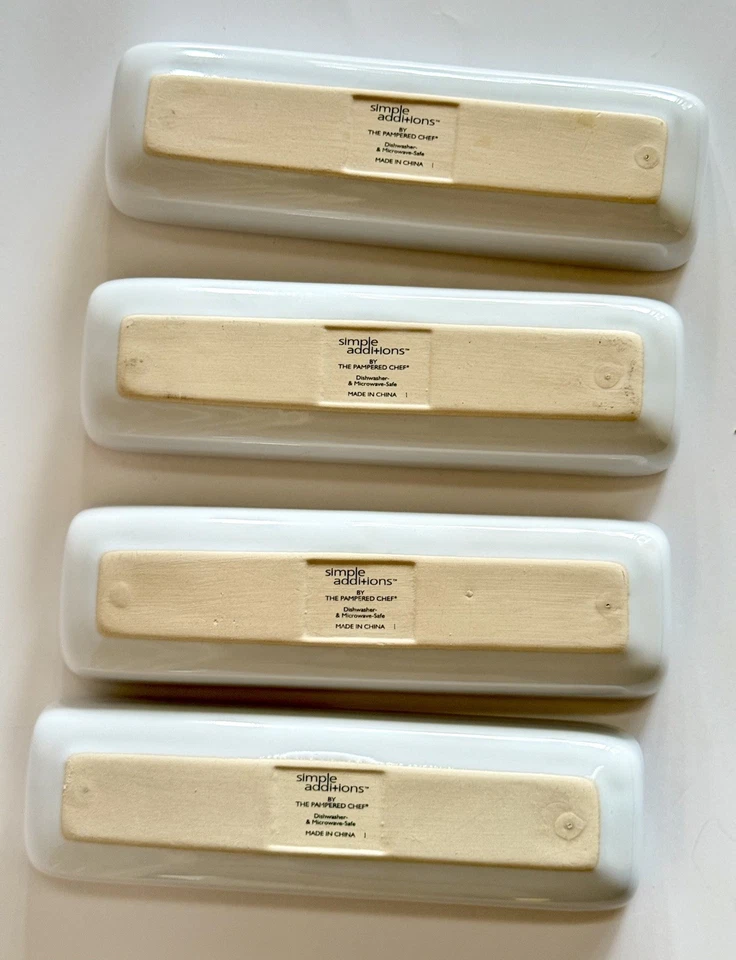 PAMPERED CHEF White Rectangular Trays – Set of 4 Simple Additions 6.75” x 2” EUC - Image 3 of 4