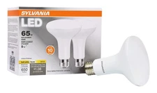 Sylvania 2 Pack 9W Soft White LED Light Bulbs 2700K Energy Saving 650 Lumens