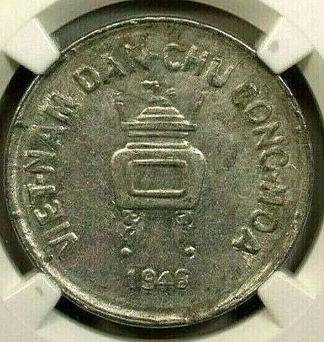 Vietnam 5 Hao 1946 NGC AU55, KM - 2.1 Aluminum, French Influence