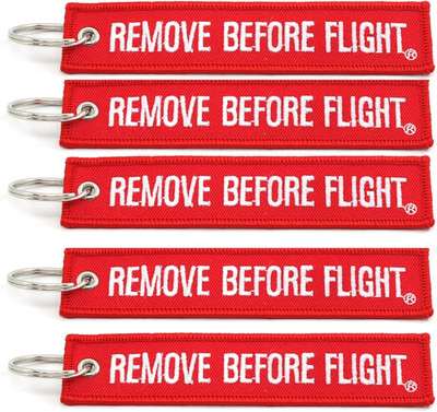 5 Pack Remove Before Flight Keychain Red Jet Tag Embroidered Key Chain SetX0