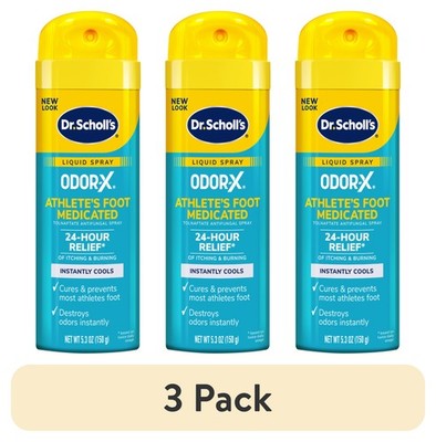 (3 pack) Odor-X  Athlete's Foot Medicated Liquid Spray, 5.3oz, 1 Ct