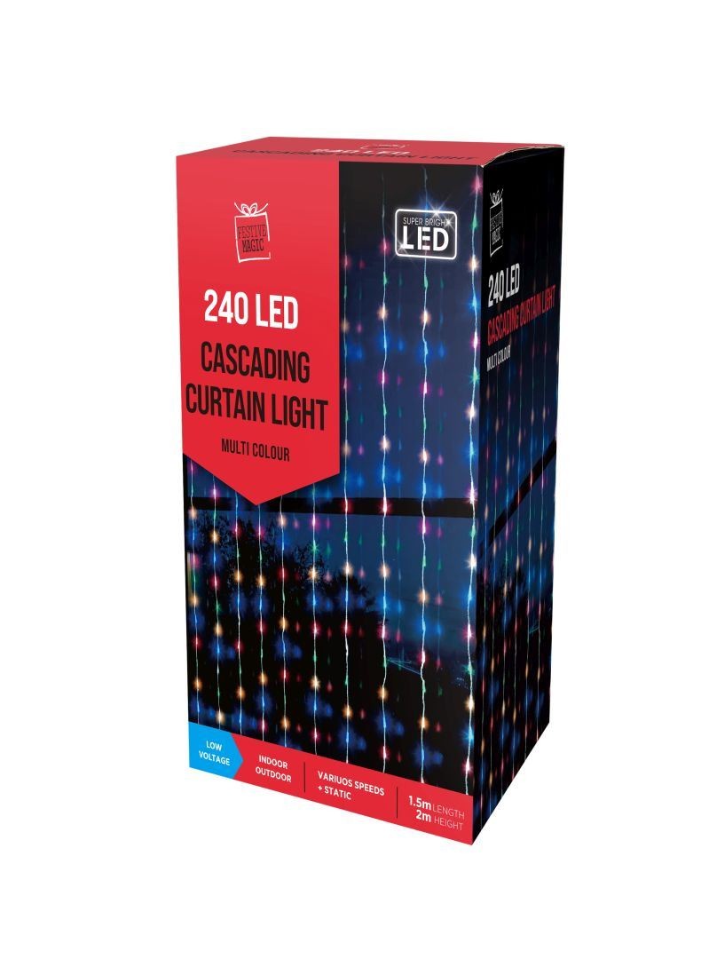 Festive Magic LED Cascading Curtain Light 240 Multicolour