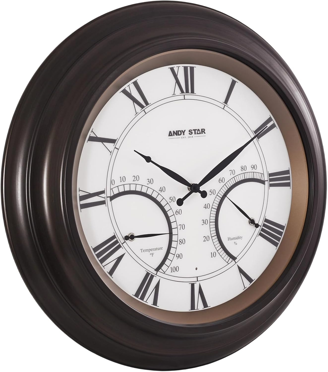 Large 24" Waterproof Outdoor Clock with Thermometer & Hygrometer - Bronze Finish