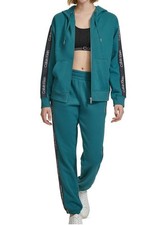 130 Calvin Klein Womens Fleece Logo Stripe Hoodie and Joggers Pants Set