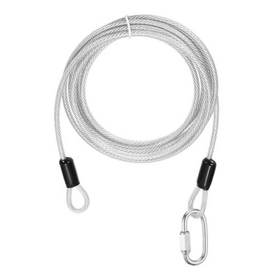 1Set 3/16'' Dia 9.8ft Security Steel Cable with Loops Clear + Quick Links