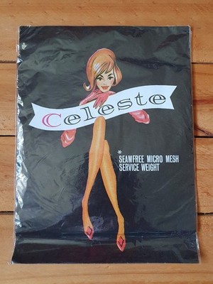 Vintage Celeste Seamfree Micromesh Nylon Strümpfe 60er Jahre - 9 Sunhaze