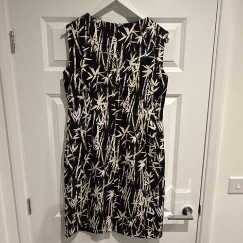 Vestido para mujer Jaeger negro blanco floral 100 % seda forrado sin mangas talla 14 - Imagen 6 de 6