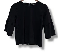 David Lerner Women's Poppy Tulip Short Sleeve Bloues Top Back Zip Size XS 17x21