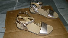 Hotter Tropic Rose Gold Leather Low Wedge Ankle Strap Sandals UK Size 6 EXF