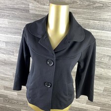 MICHAEL KORS 3/4 Sleeves Buttons Black Crop Blazer Jacket Women's Small Petite