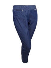 Nine West Women's Stretch Slim Leg Zip-Pockets Pant (12, Indigo)