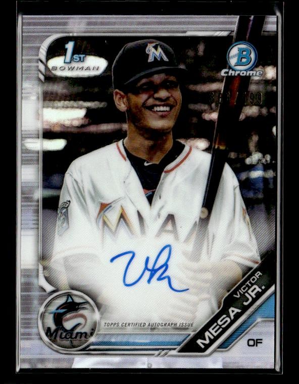 2019 Bowman #CPA-VMJ Victor Mesa Jr. Chrome Auto Refractor #/499 Miami Marlins