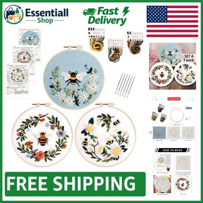 Beginner-Friendly Flower Embroidery Kits with Adjustable Hoops & Easy Patterns