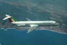 Alitalia Douglas DC-9/30 Jet Airline Art Illustrated Message Aviation Postcard