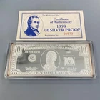 1988 Washington Mint 4 ozt .999 Silver Proof $10 Bar w/caps/coa L24678