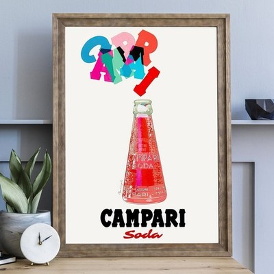 Retro Campari Soda Illustration Poster French Wall Art Print