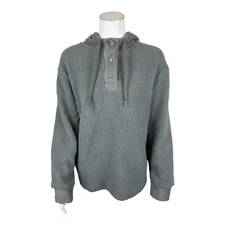 Koolaburra by UGG Women's Brushed Back Sherpa Pullover Hoodie Smoke Gray 1X Size