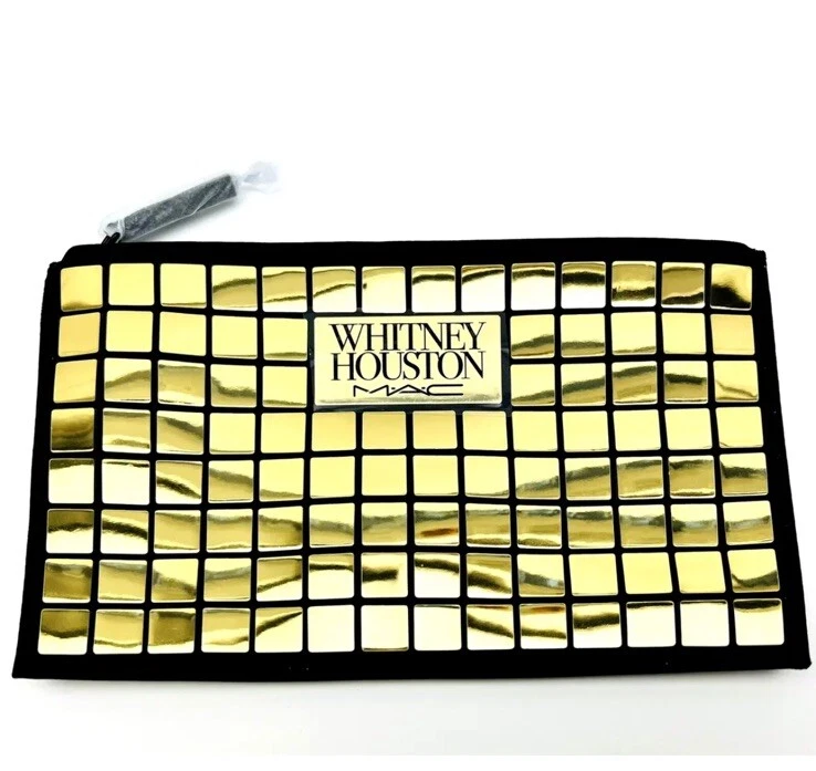 MAC X Whitney Houston NIPPY’S CLUTCH Gold Metal Accent Cosmetic Bag w/ Zipper - Image 4 of 4