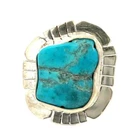 Vintage Sterling Silver Signed 925 Native American File Work Turquoise Ring sz 9