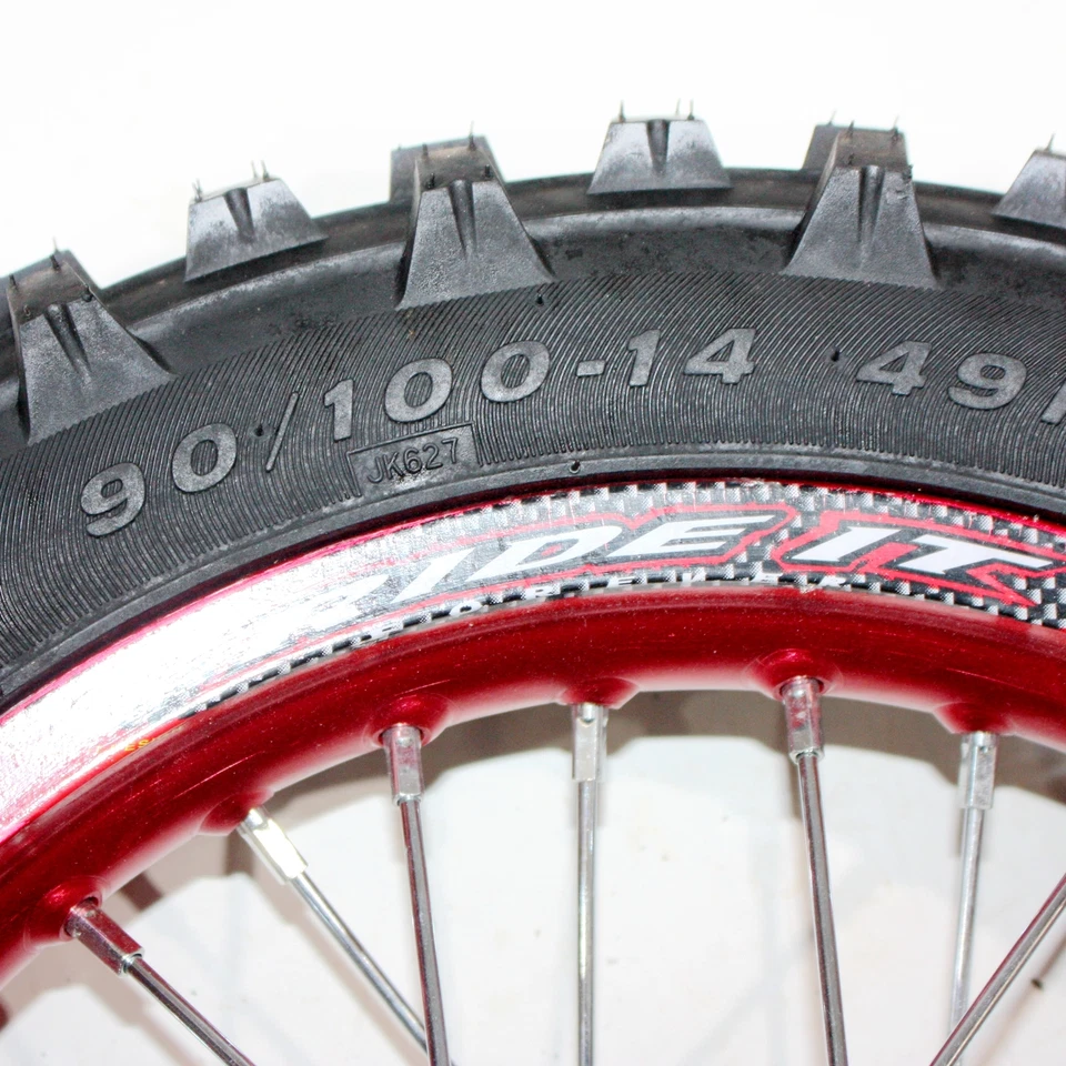 RED 90/100- 14 14" Inch Rear Alloy Wheel Rim Tyre Tire PIT Bigfoot Dirt Bike ATV - Image 4 of 4