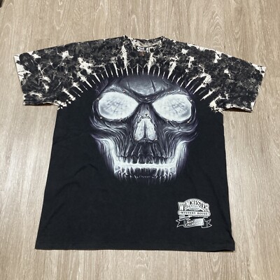 Skull Shirt XL 90s 00s Winchester Skeleton Grunge Emo Goth Halloween Horror Tee