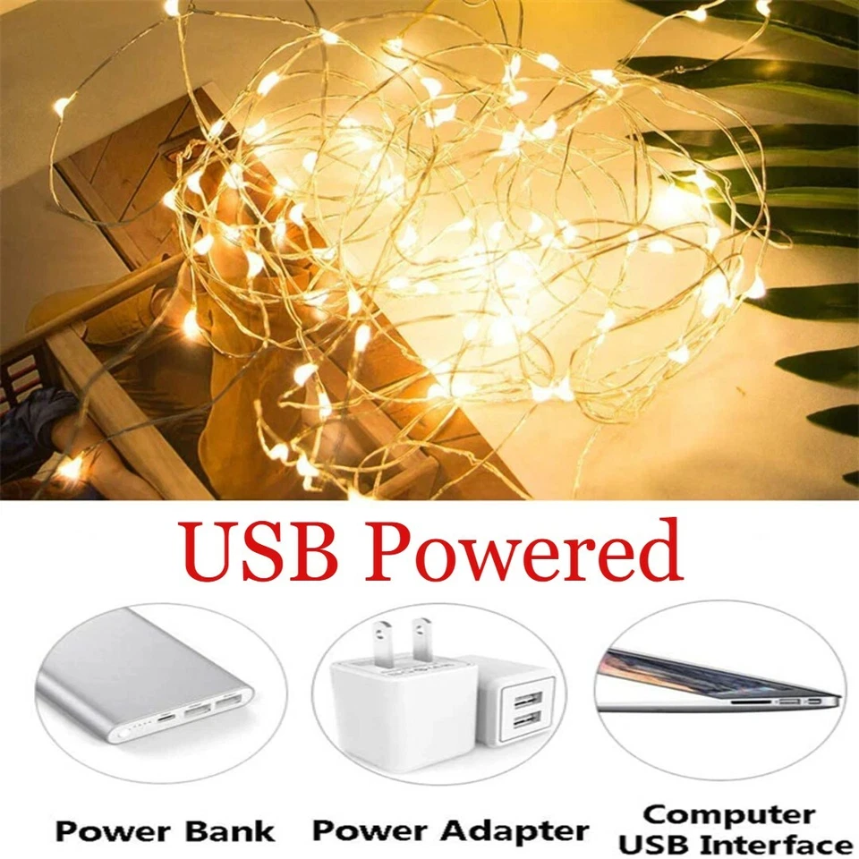 10 m 100 LEDs USB Powered Lamp String Twinkle Lights with Photo Clips Hanging - Image 4 of 4
