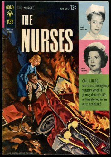 THE NURSES #3 1963-GOLD KEY COMICS-CAR CRASH COVER-TV SERIES-VG - Afbeelding 1 van 1