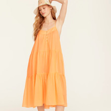 J. Crew Tiered Button-Front Cover-Up Orange Dress 100% Cotton Small