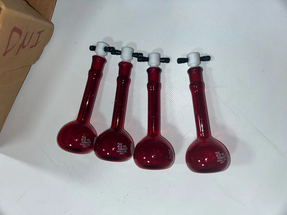 Nuevo Kimble 28016-25 KIMAX 25mL RAY-SORB Clase A Frascos Volumétricos CANTIDAD 4 Foto 2 de 2