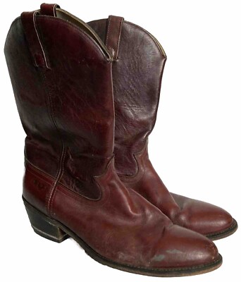 Dingo Western Cowboy Boots Men\'s 12D Burgundy Red Leather USA Made VTG Dingo Circle A Western Cowboy Boots Burgundy Red Leather  main image 2