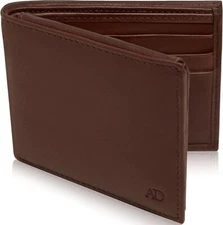BNIB BROWN ACCESS DENIED Genuine Leather Bifold Wallet For Mens Slim Minimalist