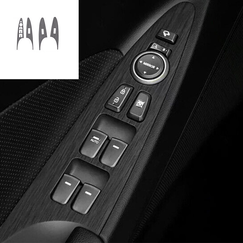 For Hyundai Sonata 11-14 Sticker Brushed Black Window Lock Lift Panel Trim Frame