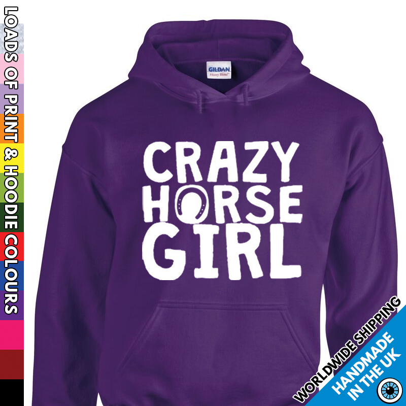 Ladies Crazy Horse Girl Hoodie Pony Rider Lover Cute Equestrian Hooded Top