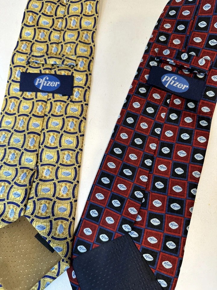 PFIZER CORBATAS VIAGRA Píldoras Corbata de Seda Hombre Cumpleaños GAG Regalo Sobre la Colina Dorado Foto 3 de 4