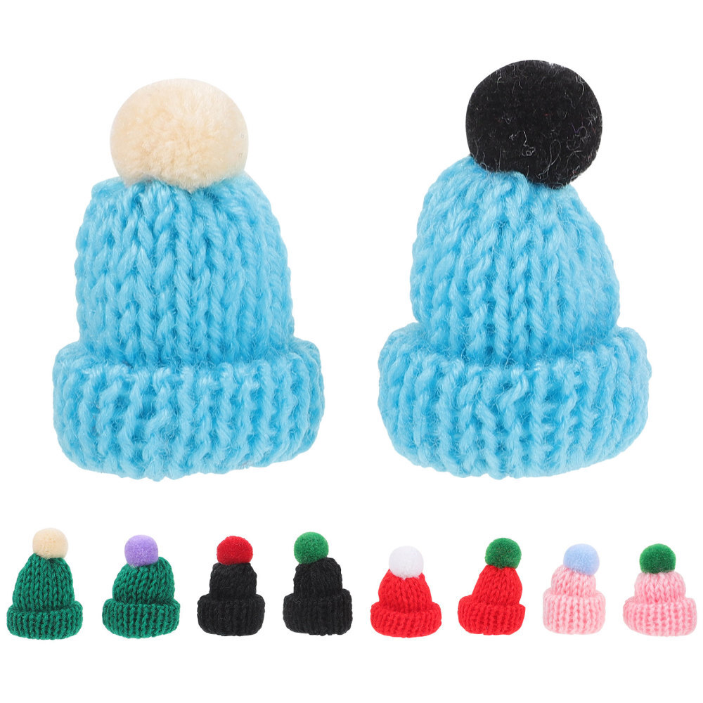 10 Pcs Wool Yarn Hat Christmas Doll Hat Christmas Tree Decoration