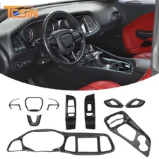 13pcs Carbon Fiber Interior Console Dash Cover Trim Kit for Dodge Challenger 15+