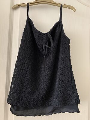 EUC VTG Gare De Lyon Girls Black Lace Sleeveless Top  Size Large