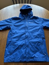 Columbia Omni-Tech Jacket Youth Large Black Blue Full Zip Hooded Pockets