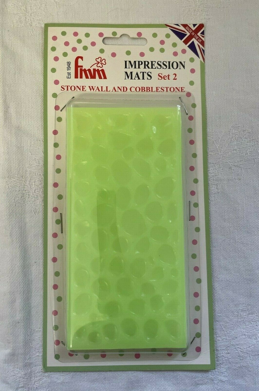 FMM+Fondant+Impression+Mat+Set+2+Cobble+Stone+Wall+Icing+Emboss+Cake+Sugarcraft for sale online
