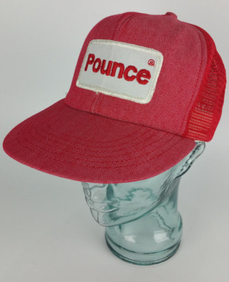 NEW Vtg Pounce Cap Snapback Trucker Hat Patch Red Mesh Small Medium Made in USA