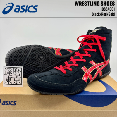 ASICS Wrestling Boxing Shoes 1083A001 EX-EO TWR900 Black/Red/Gold