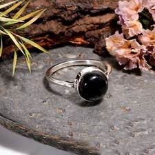 Natural Black Onyx Gemstone Ring Handmade 925 Sterling Silver Ring Gift for Her
