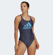 ADIDAS SH3.RO BIG LOGO INFINITEX ONE PIECE SWIMSUIT NAVY HA0122 WOMEN UK32" S