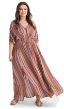 BloomChic Women's Maxi Dress Multicolor Striped Boho size US 14-16 NWT #CB2