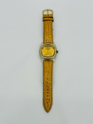 Joan Rivers Classics Wristwatch w/Crystal Rhinestones Yellow leather Band s-l400.jpg main image 2