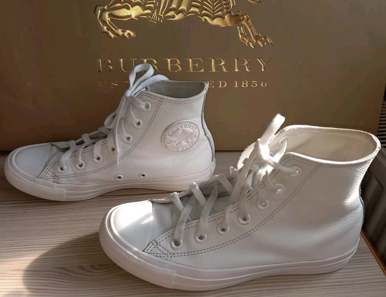 Sneaker Converse bianche in pelle taglia uomo 4 5 donna 6 5 UK 4 5 EU 37 23 cm