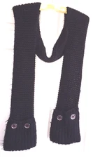 Michael Kors Long Winter Scarf Cable Knit Black with Pockets Button Accents