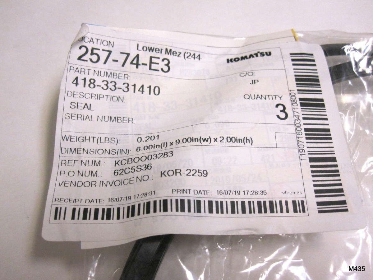 3 Komatsu Genuine OEM Seal 418-33-31410 4183331410 | eBay
