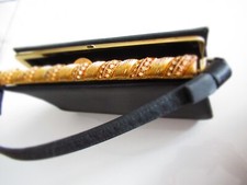 Vintage After Five Black Gold Cocktail/Evening Bag/Clutch w Gold/diamond opening